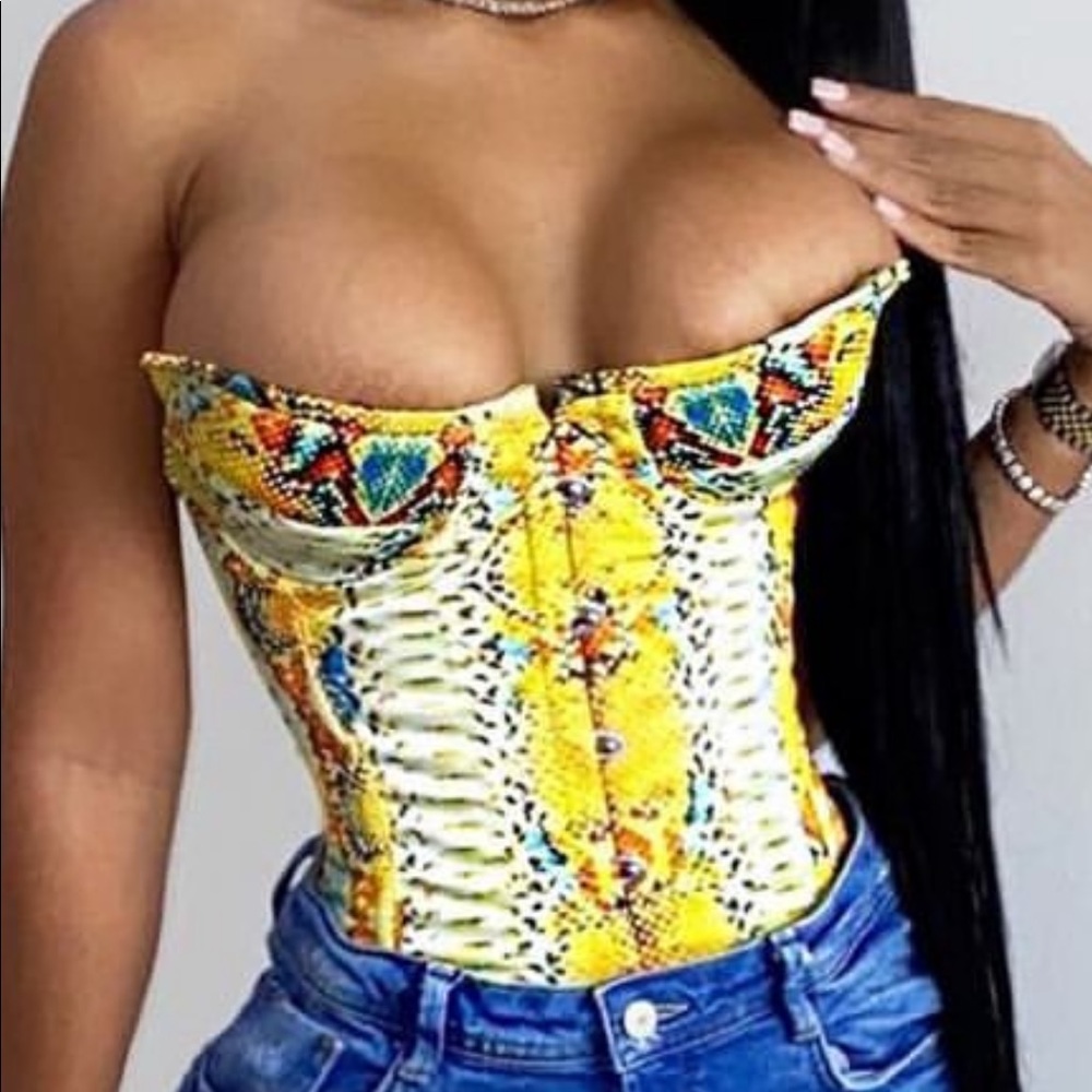 ONLY WORN ONCE Vintage Snakeskin printed lace up corset